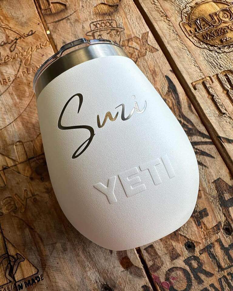 Unique Personalized Yeti Laser Engraving For Your Gear on a YETI tumbler featuring custom name Suzi.