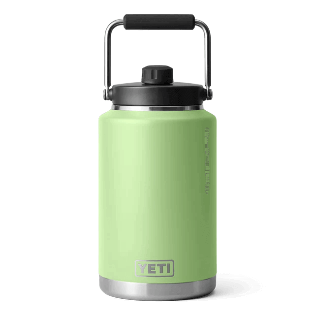A compact green YETI tumbler, great for drinks while on the go.