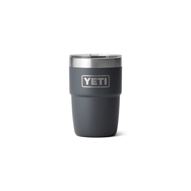 Stylish dark gray YETI Rambler 8 oz stackable cup, featuring a robust design ideal for everyday use.
