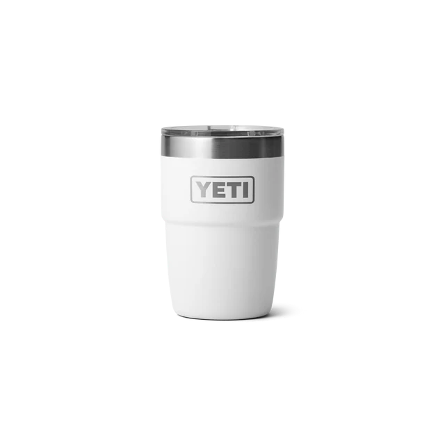 Sleek white YETI Rambler 8 oz stackable cup with a minimalistic design that complements any setting.