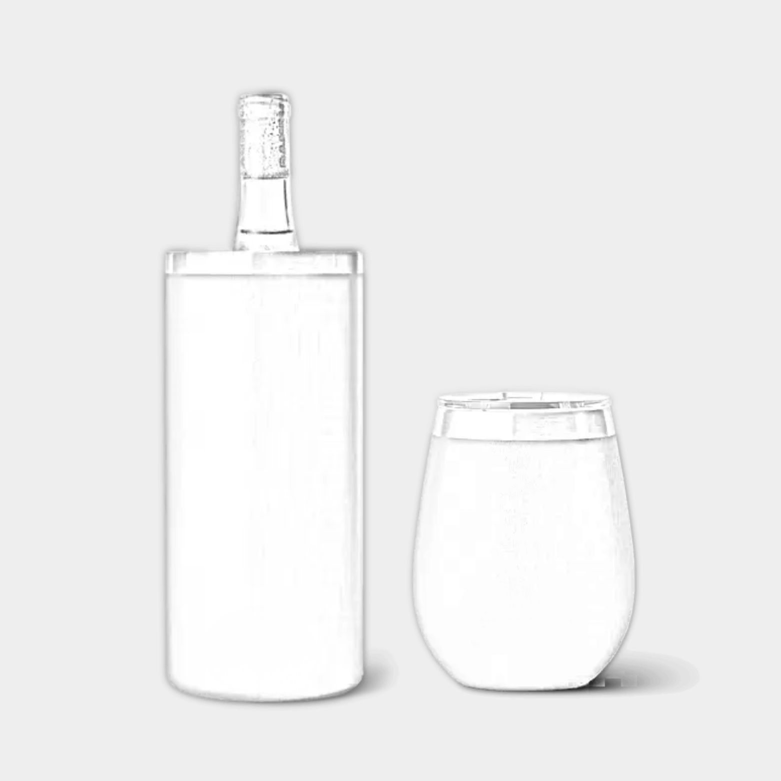 Customizable 10 oz YETI® wine tumbler and wine chiller bundle engraved by ETCH Laser Engraving, featuring a sleek design and branded logo.