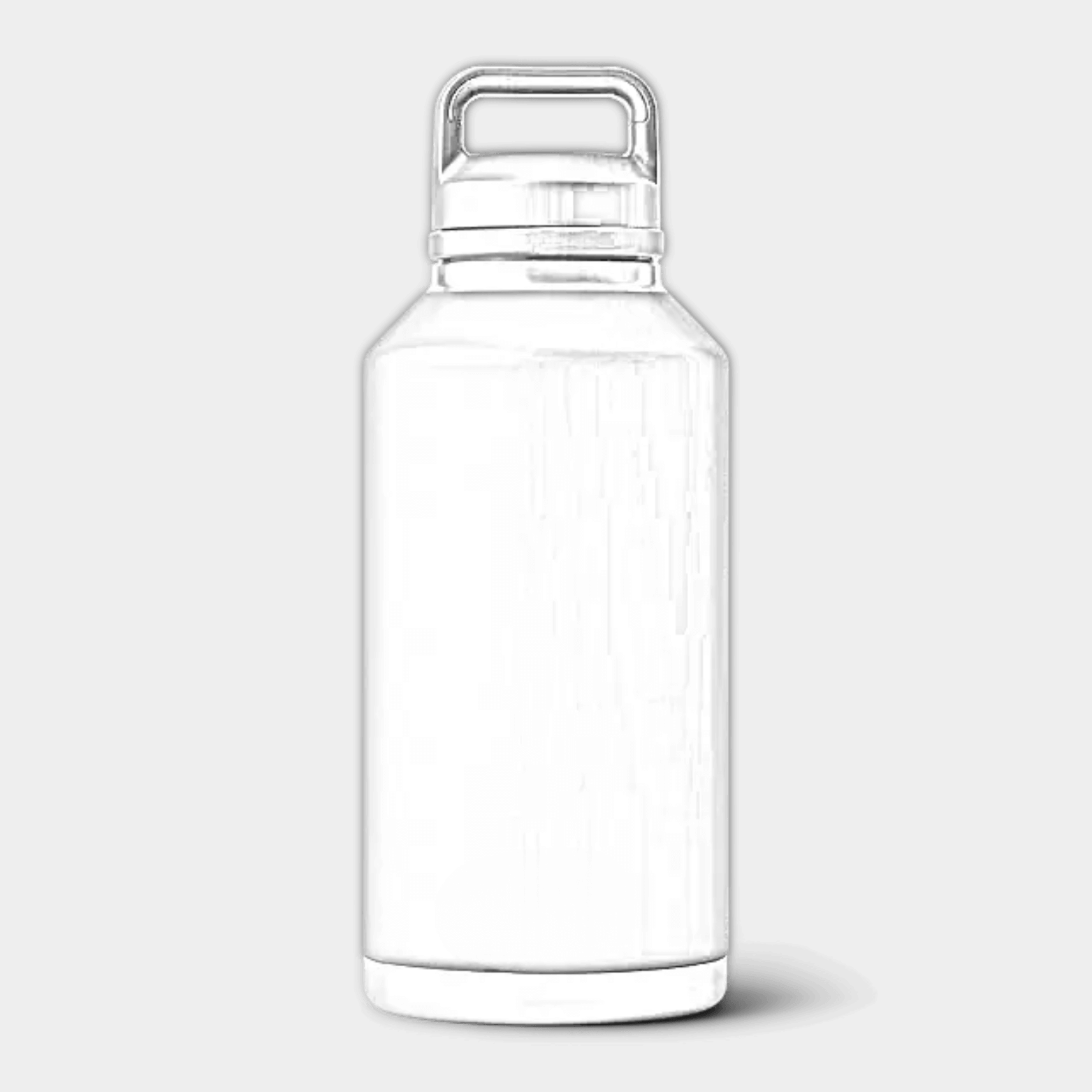 Customizable 64 oz YETI Rambler bottle with chug lid featuring laser-etched ETCH logo on stainless steel surface.