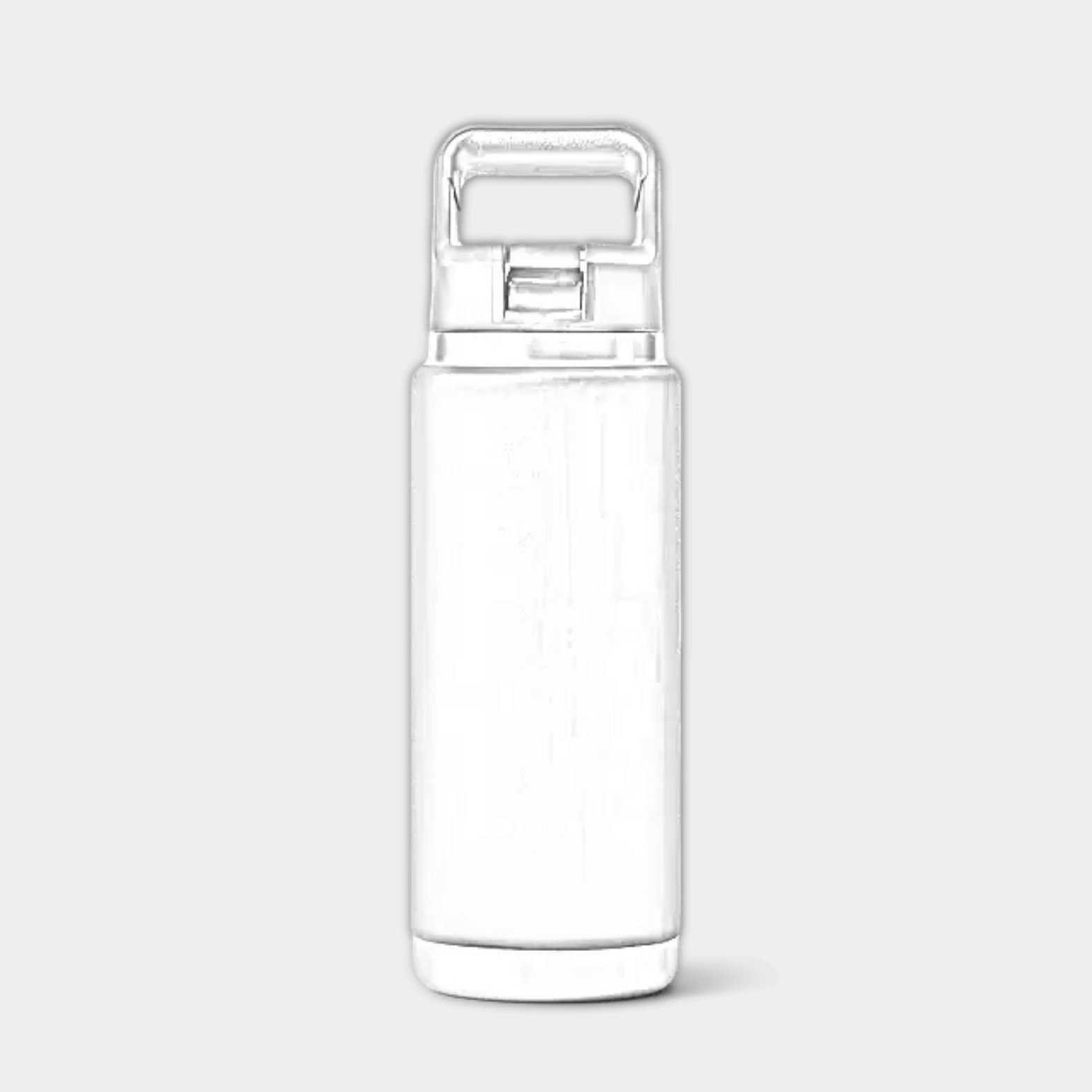 Customizable 26 oz YETI Rambler bottle with straw lid featuring laser engraving, shown with a sleek stainless steel finish.