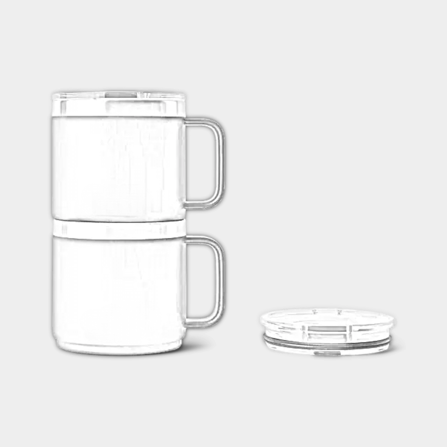 Customizable 14 oz YETI Rambler stackable mug with Durasip ceramic lining and laser engraving, shown with a sleek stainless steel finish.