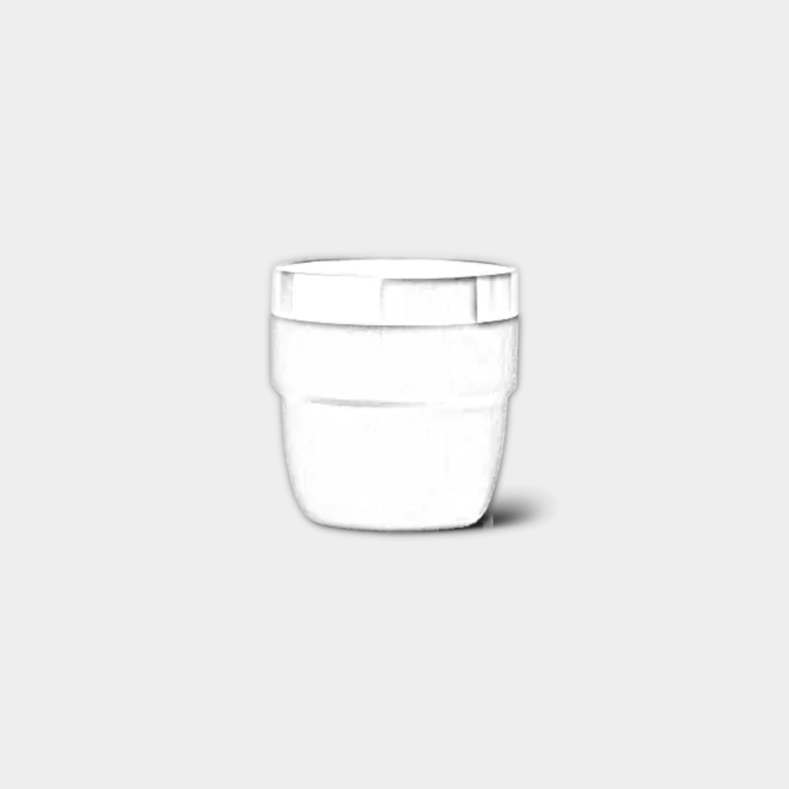 Two customizable 4 oz YETI Rambler stackable cups with Durasip ceramic lining, featuring engraved designs on stainless steel.