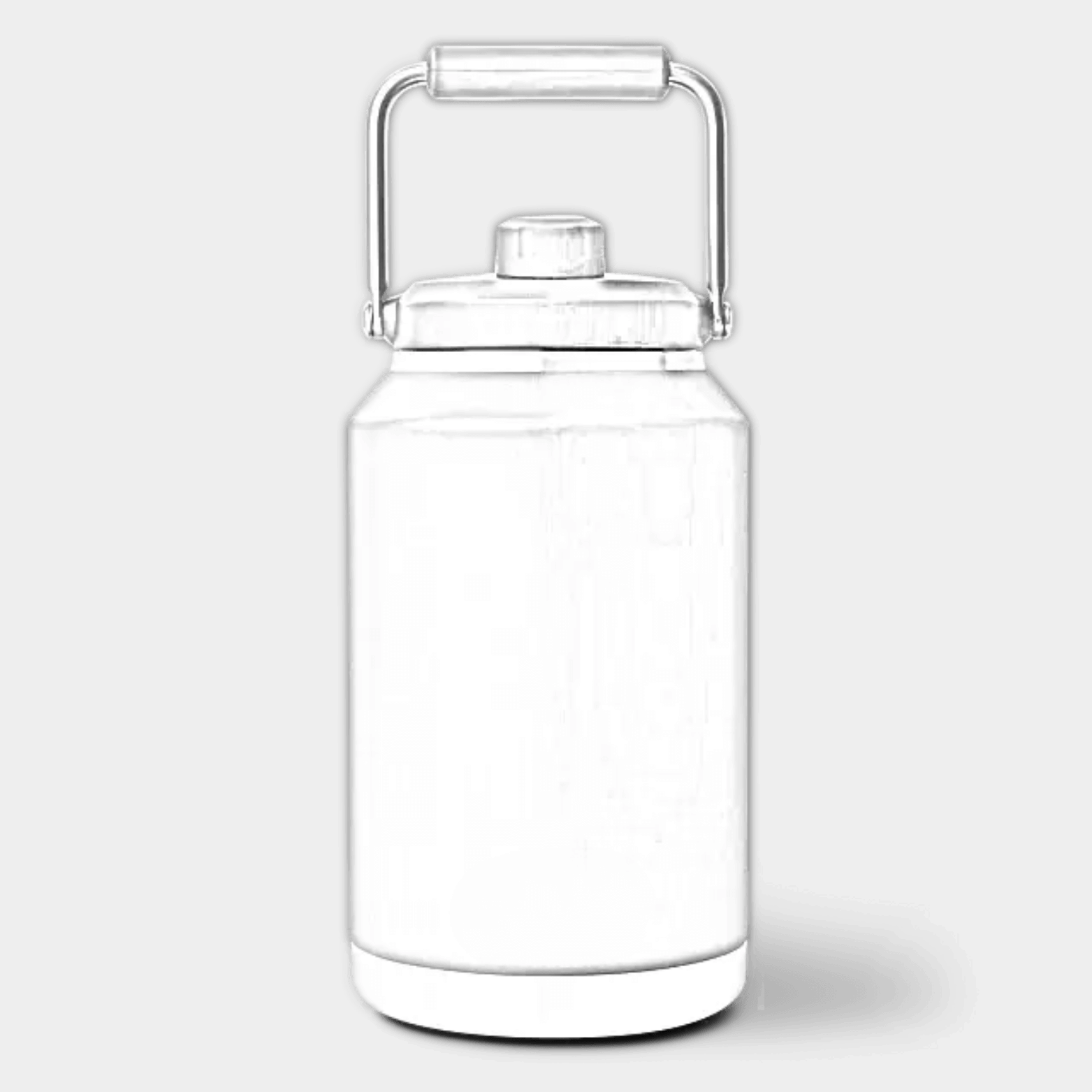 Customizable YETI Rambler one-gallon jug with laser-etched design, featuring durable stainless steel construction and ergonomic handle.