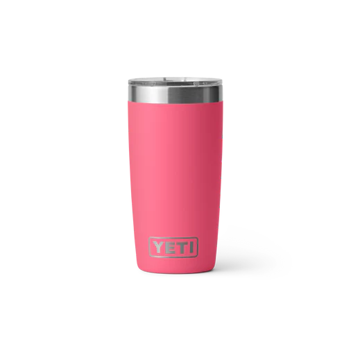 10 oz YETI Rambler Tumbler in pink color with a Magslider lid.