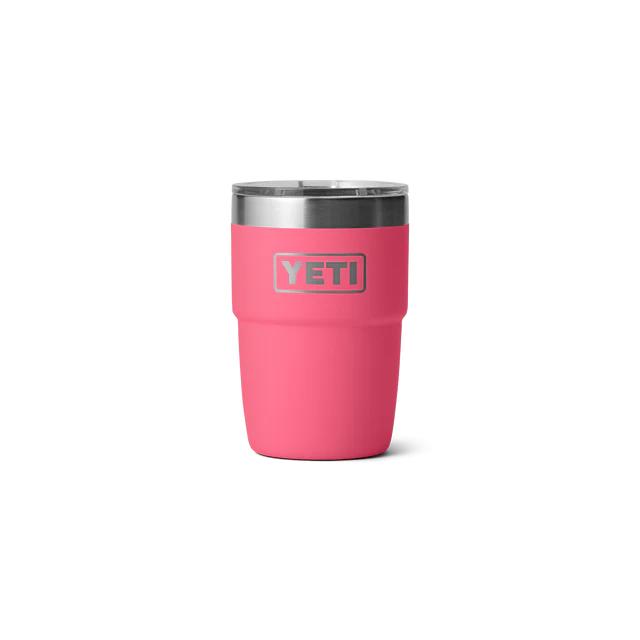 Vibrant pink YETI Rambler 8 oz stackable cup for a fun and stylish drinkware choice.