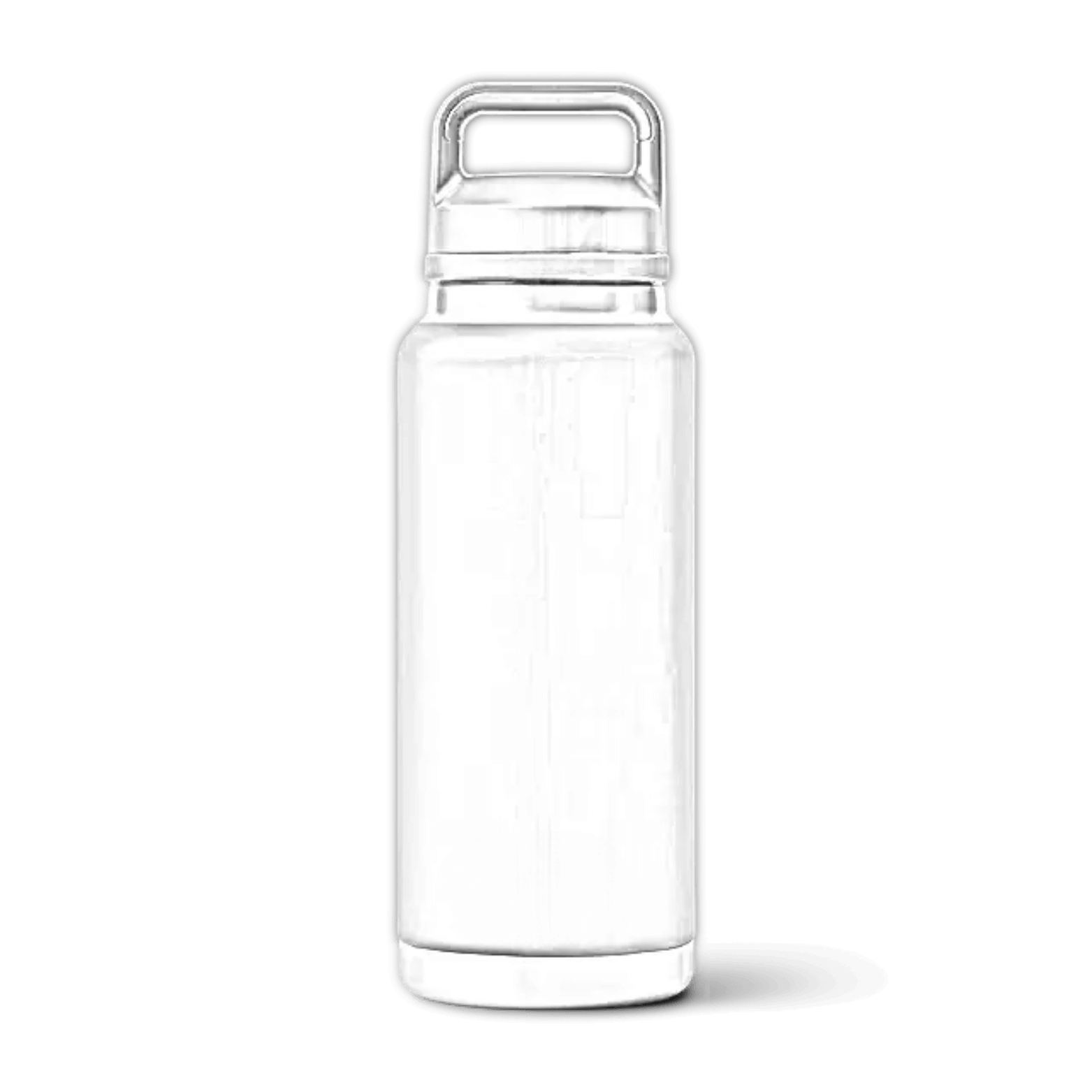 Black YETI Rambler bottle with chug lid, customizable 36 oz (1065ml) stainless steel water bottle by ETCH Laser Engraving.