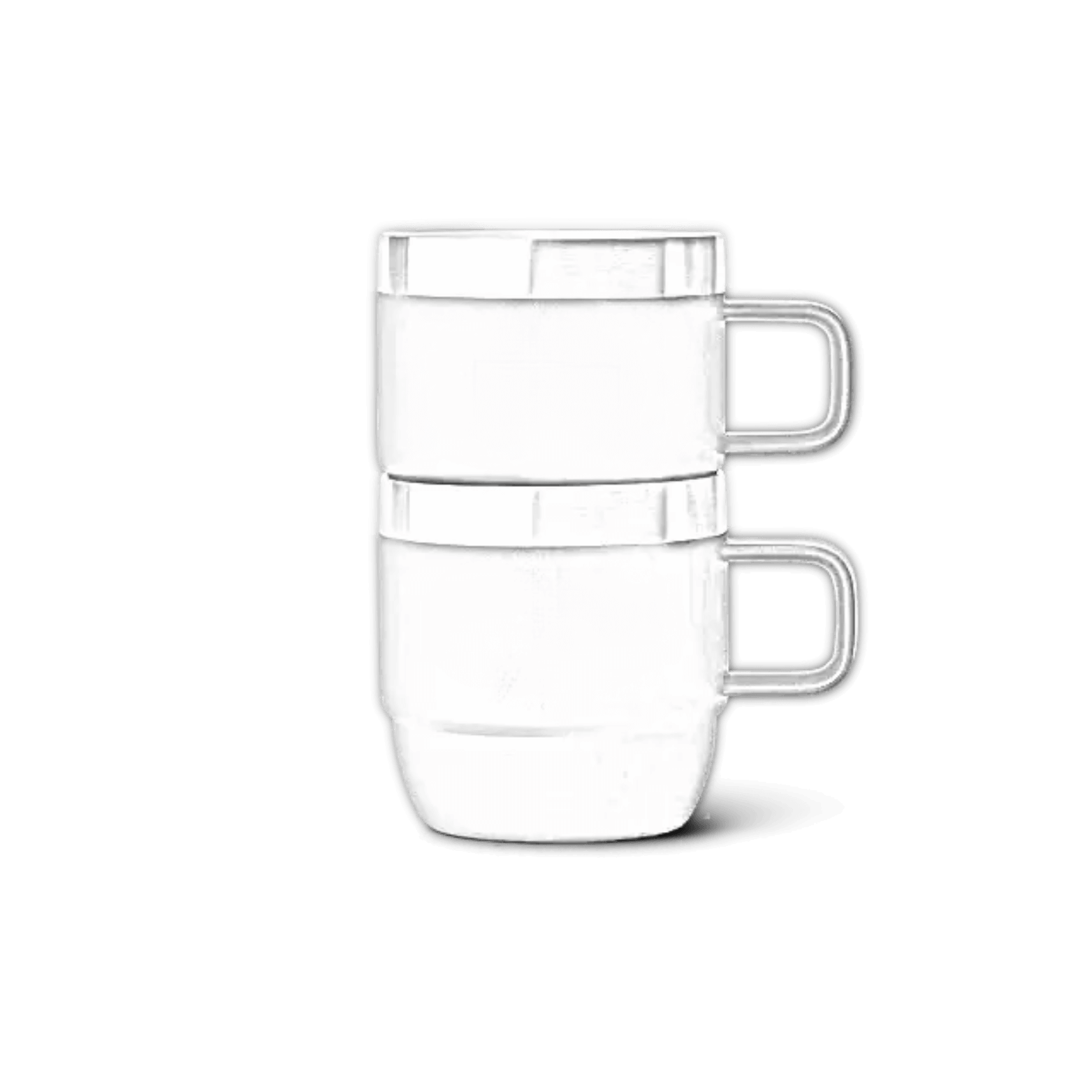 Two black YETI Rambler stackable mugs with Durasip ceramic lining, customizable with laser engraving, 6 oz (177 ml) capacity.