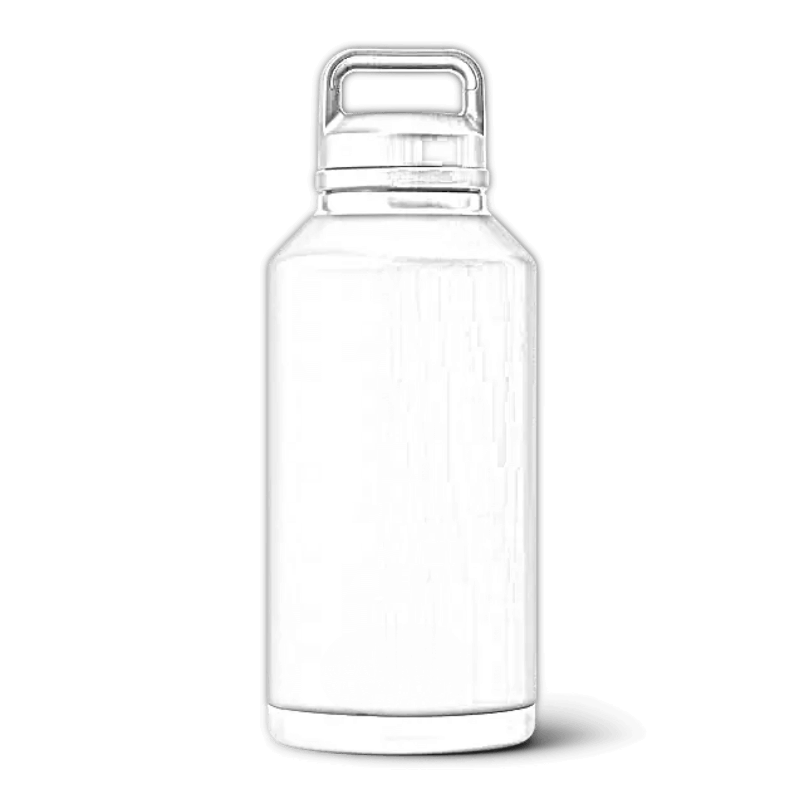 Black YETI Rambler bottle with chug lid, customizable 64 oz (1.9L) stainless steel water bottle by ETCH Laser Engraving.