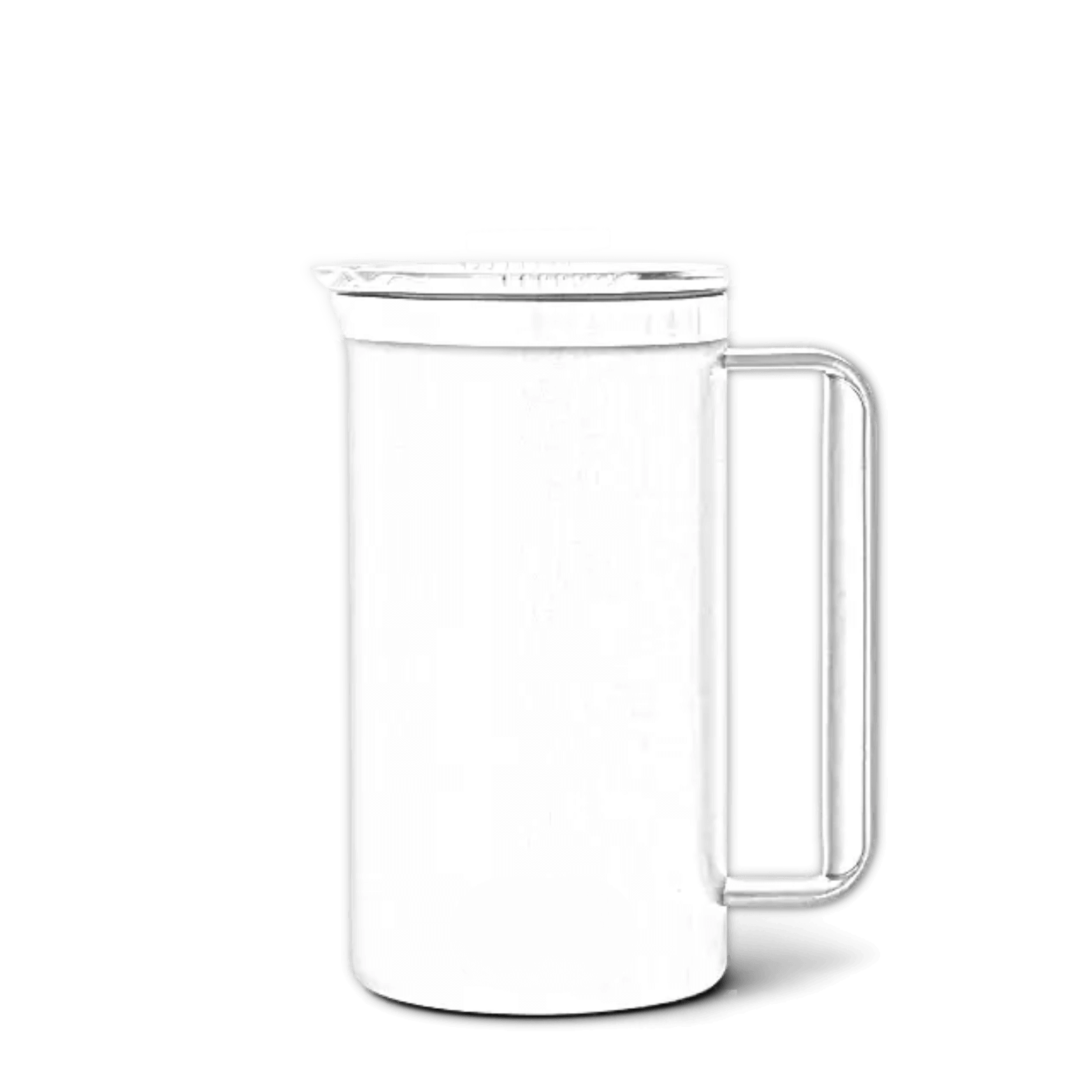 Customizable 34 oz YETI Rambler pitcher with laser-engraved ETCH design, featuring a durable handle and clear liquid capacity markings.