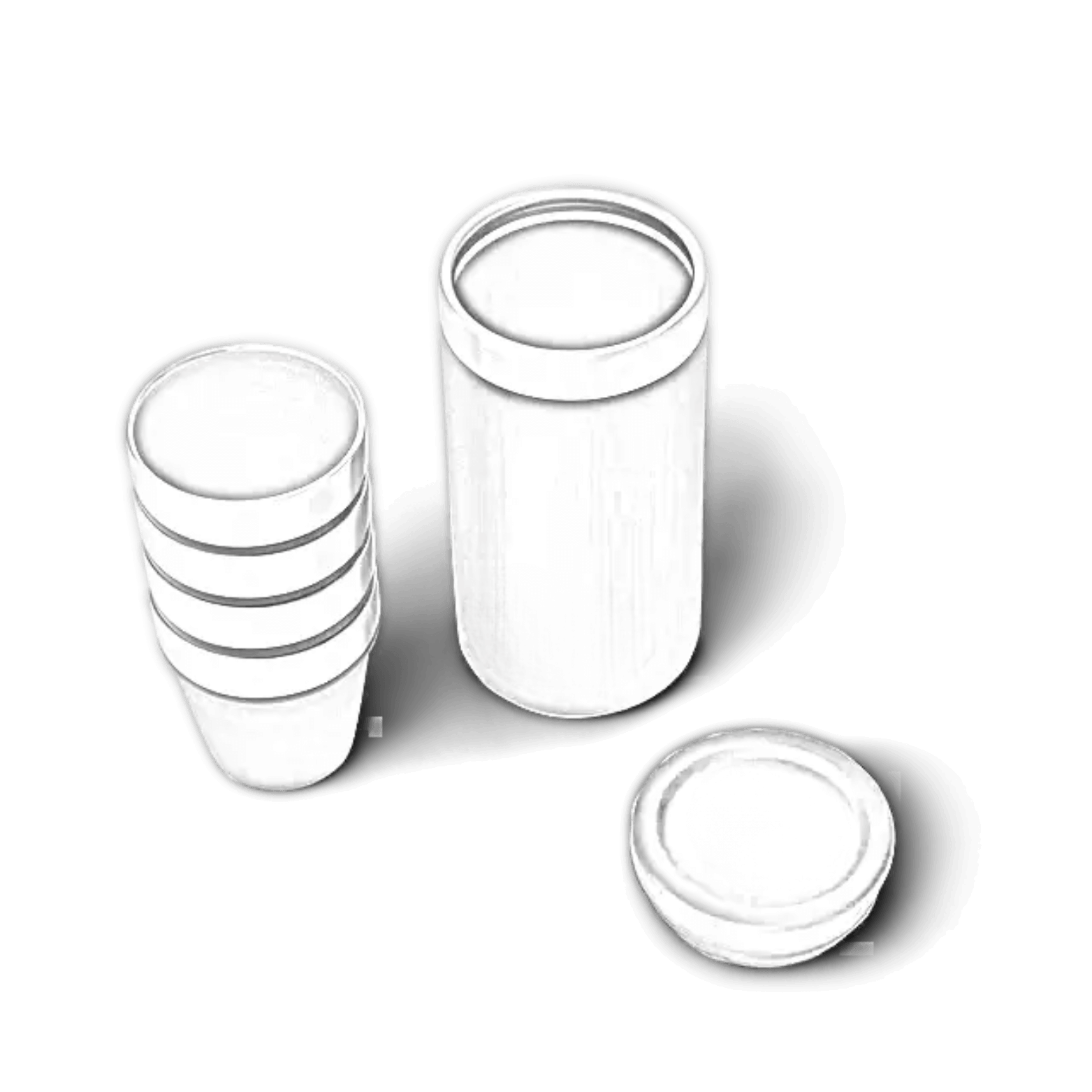 Customizable white YETI shot glasses with ETCH Laser Engraving, includes a carrying case for easy transport.