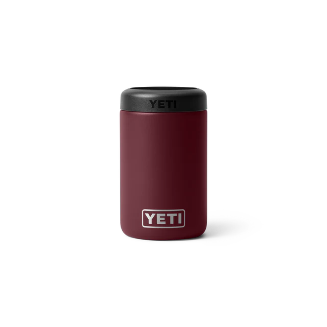 Maroon 375ml YETI Rambler Colster insulated can cooler, displaying its rich color and stylish construction.